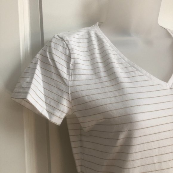 Jones New York Stretch Cotton Gold Stripe Tee - Picture 2 of 8